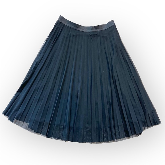 ShineStar pleated skirt, black,kneelength, pull up elastic waist, lined L - Picture 1 of 11
